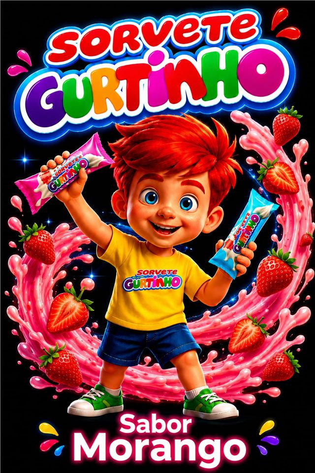 Sorvete Gurtinho sabor morango
